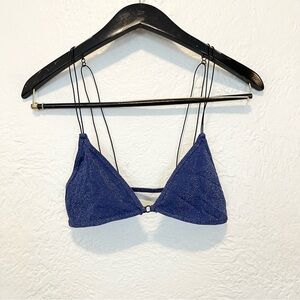 Free People Bra Bralette Blue Metallic Sparkle M/L Strappy